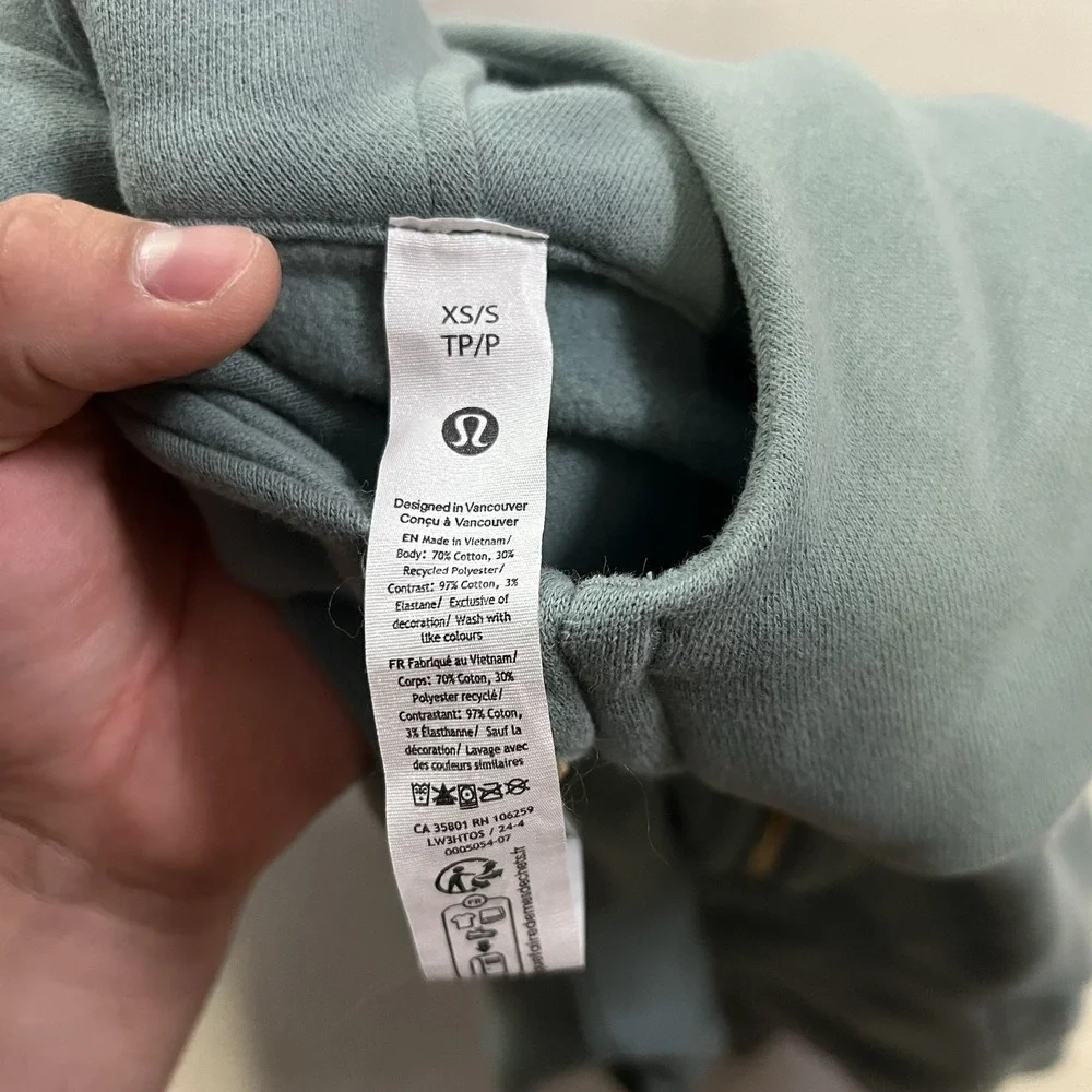 Lululemon Scuba Oversized Half Zip Hoodie Women's XS/S Teal Green Gold Zip